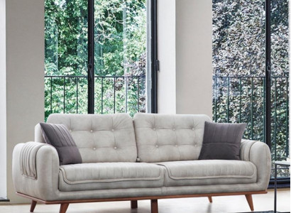 Graue Couch Sofa Wohnzimmer Couchen Polster Möbel Dreisitzer Sofas